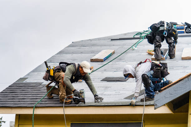 Professional Gutter Installation technician working in Rushsylvania, OH